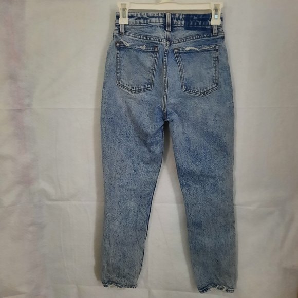 Abercrombie & Fitch Distressed Acid Wash High Rise Mom Jeans Size 24 - Picture 6 of 11